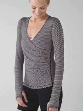 lululemon athletica Striped Long-Sleeve Wrap Top